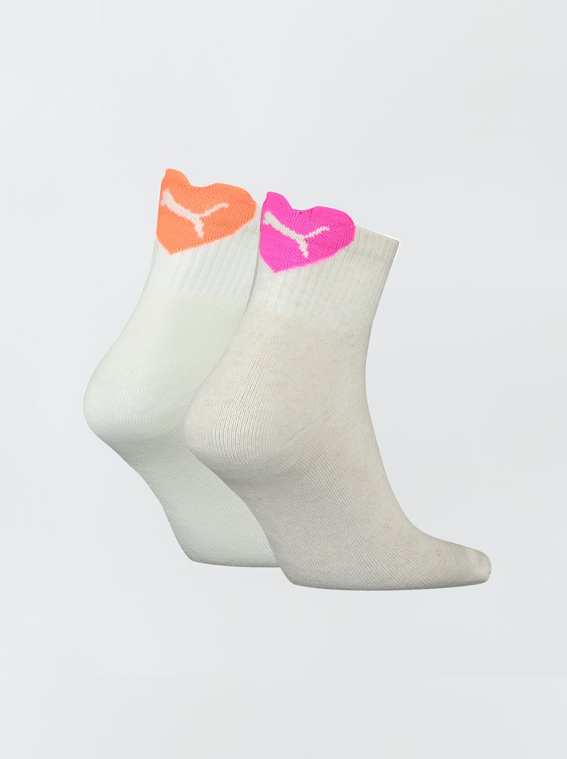 Setje met 2 paar 'Puma'-sokken Beige/roze/oranje - Kiabi