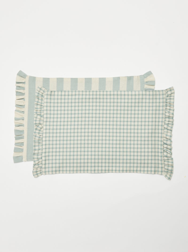 Setje met 2 placemats met ruches (32 x 45 cm) BLAUW - Kiabi