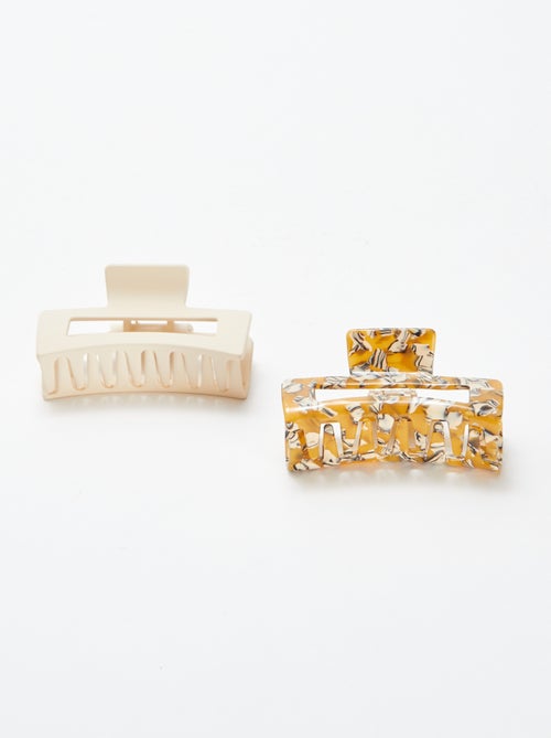 Setje met 2 rechthoekige haarklemmetjes - Kiabi