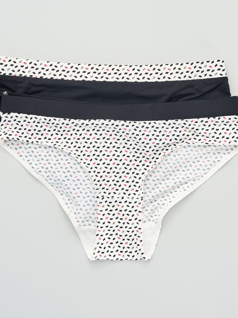 Setje met 2 slips met print 'Envie de Lingerie' zwart / wit - Kiabi