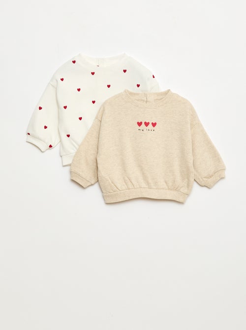 Setje met 2 sweaters | 1 effen en 1 met motief - Kiabi
