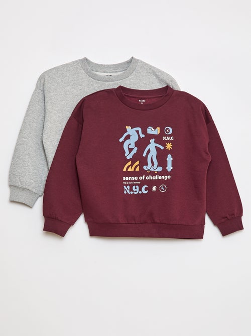 Setje met 2 sweaters van joggingstof met ronde hals en zachte, geruwde binnenzijde - Kiabi