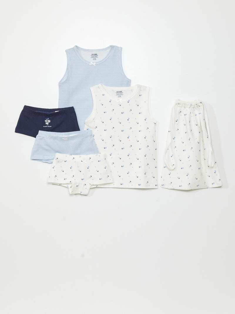Setje met 2 T-shirts + 3 hipsters + 1 zakje - 6 stuks BLAUW - Kiabi