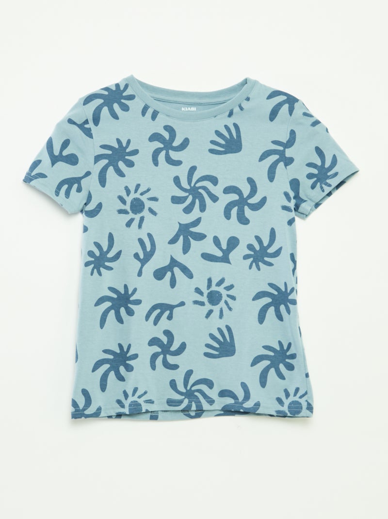 Setje met 2 T-shirts met korte mouw en ronde hals BLAUW - Kiabi