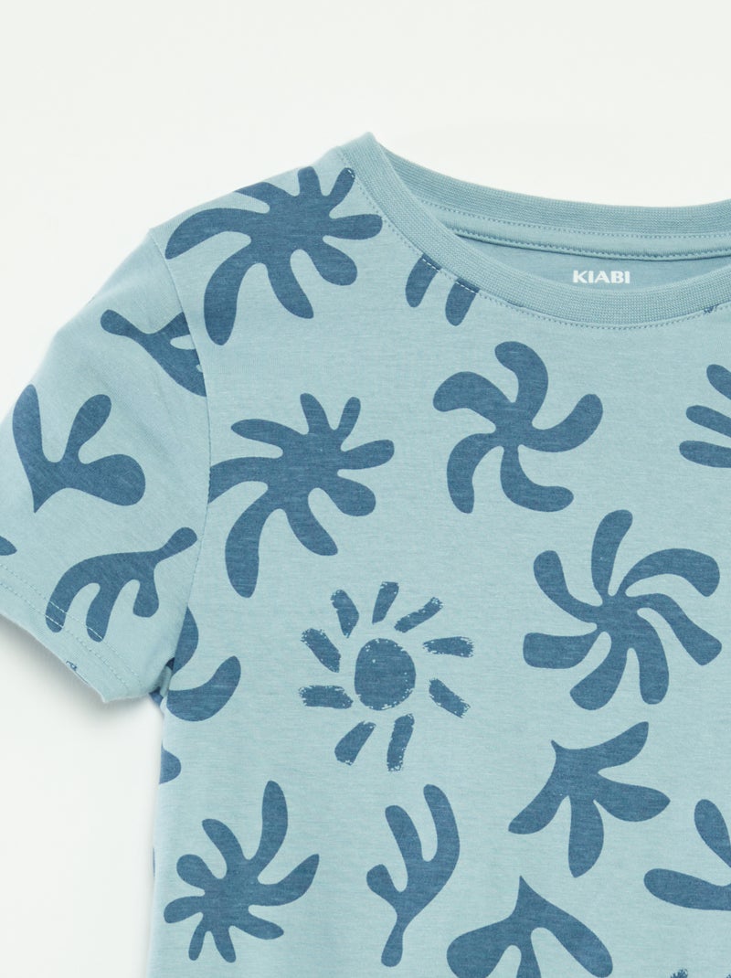 Setje met 2 T-shirts met korte mouw en ronde hals BLAUW - Kiabi