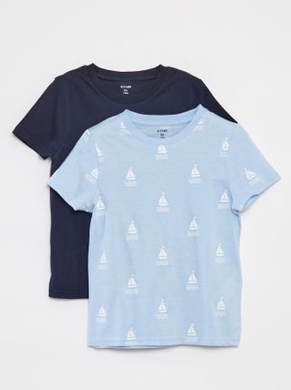 Setje met 2 T-shirts met korte mouw en ronde hals
