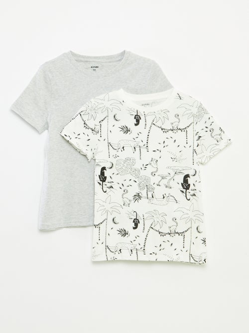 Setje met 2 T-shirts met korte mouw en ronde hals - Kiabi