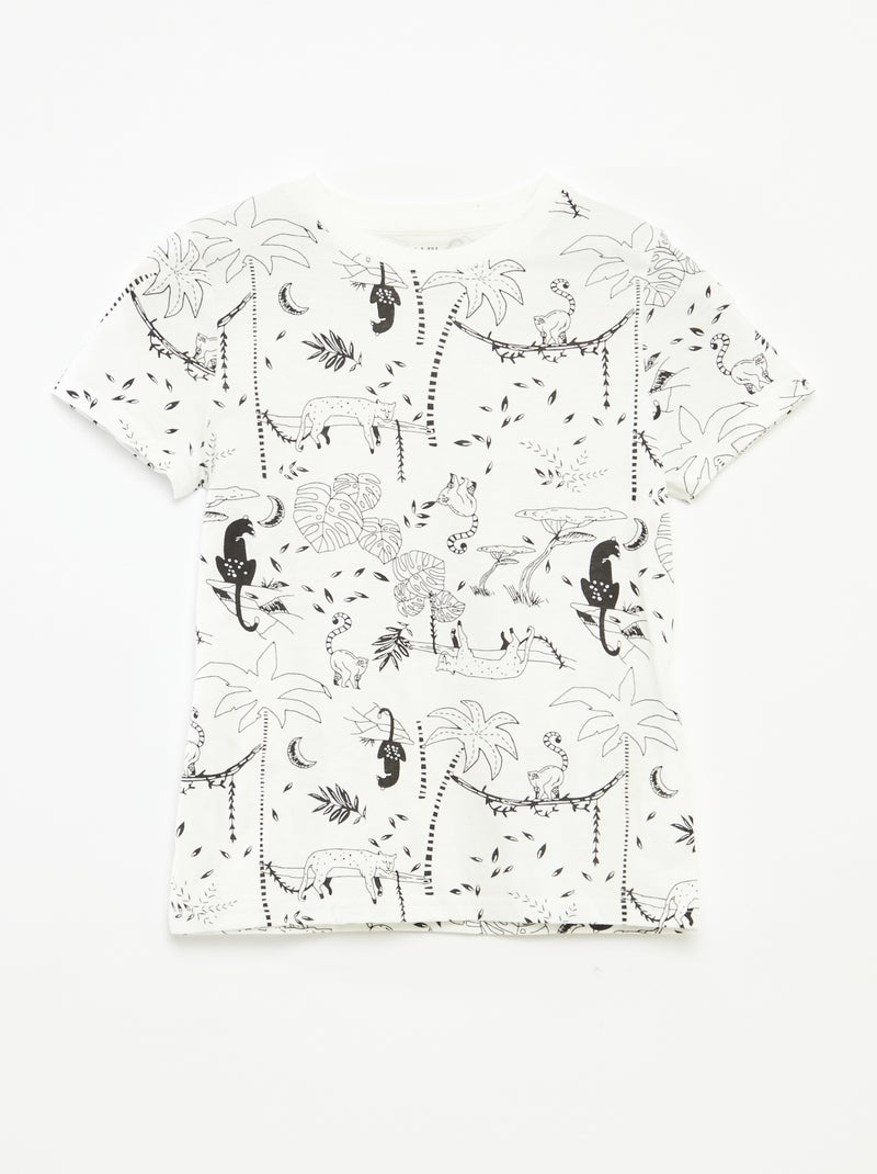 Setje met 2 T-shirts met korte mouw en ronde hals WIT - Kiabi
