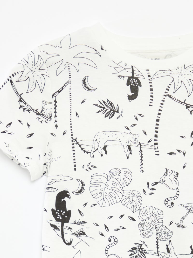 Setje met 2 T-shirts met korte mouw en ronde hals WIT - Kiabi