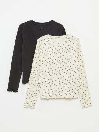 Setje met 2 T-shirts van ribstof