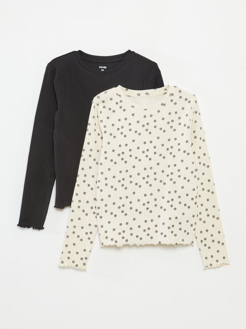 Setje met 2 T-shirts van ribstof - Kiabi