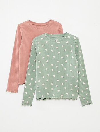 Setje met 2 T-shirts van ribstof