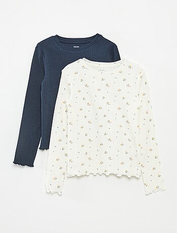 Setje met 2 T-shirts van ribstof