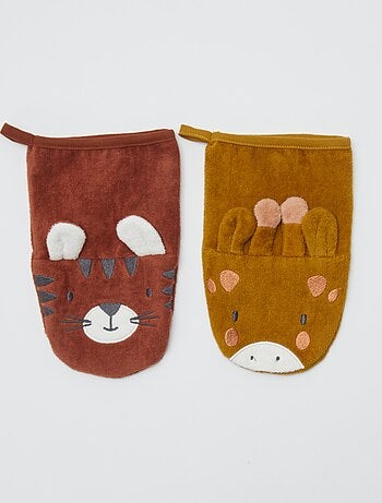 Setje met 2 washandjes met leuk detail