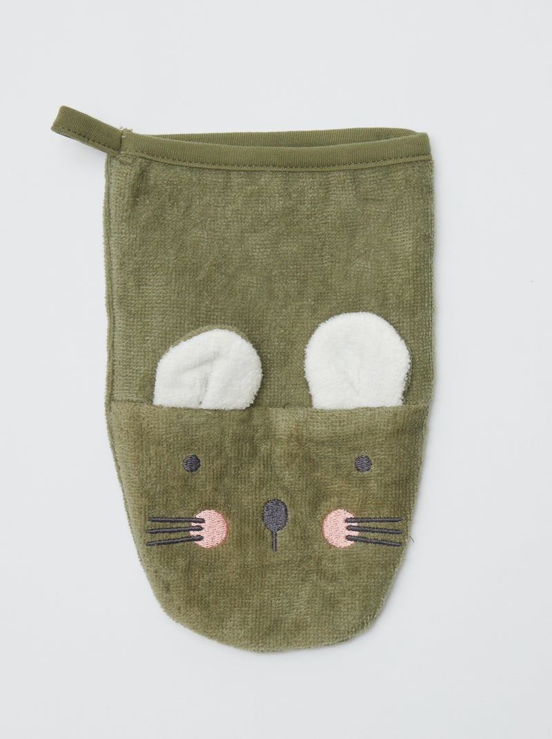 Setje met 2 washandjes met leuk detail GRIJS - Kiabi