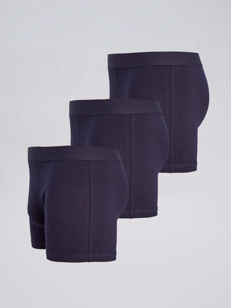 Setje met 3 effen boxershorts BLAUW - Kiabi