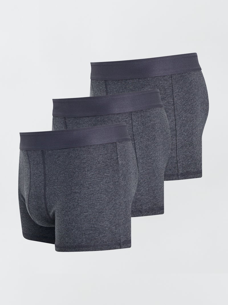 Setje met 3 effen boxershorts GRIJS - Kiabi