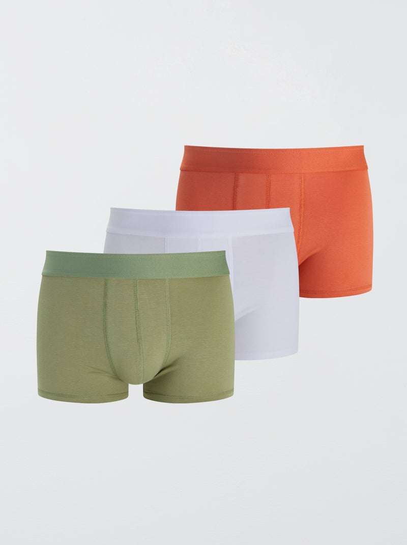Setje met 3 effen boxershorts ORANJE - Kiabi