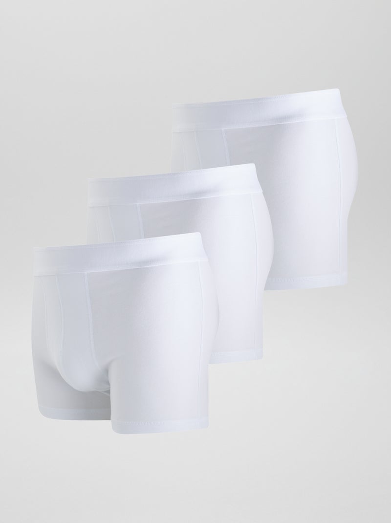 Setje met 3 effen boxershorts WIT - Kiabi