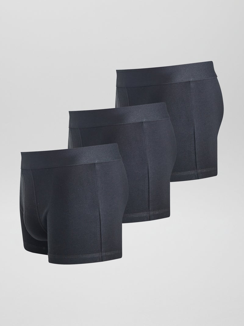 Setje met 3 effen boxershorts zwart - Kiabi