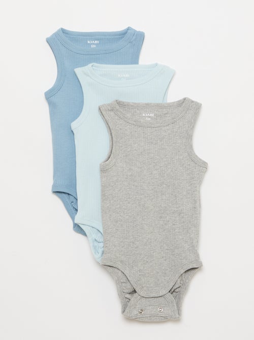 Setje met 3 effen meegroeirompertjes met schouderbandjes - Kiabi