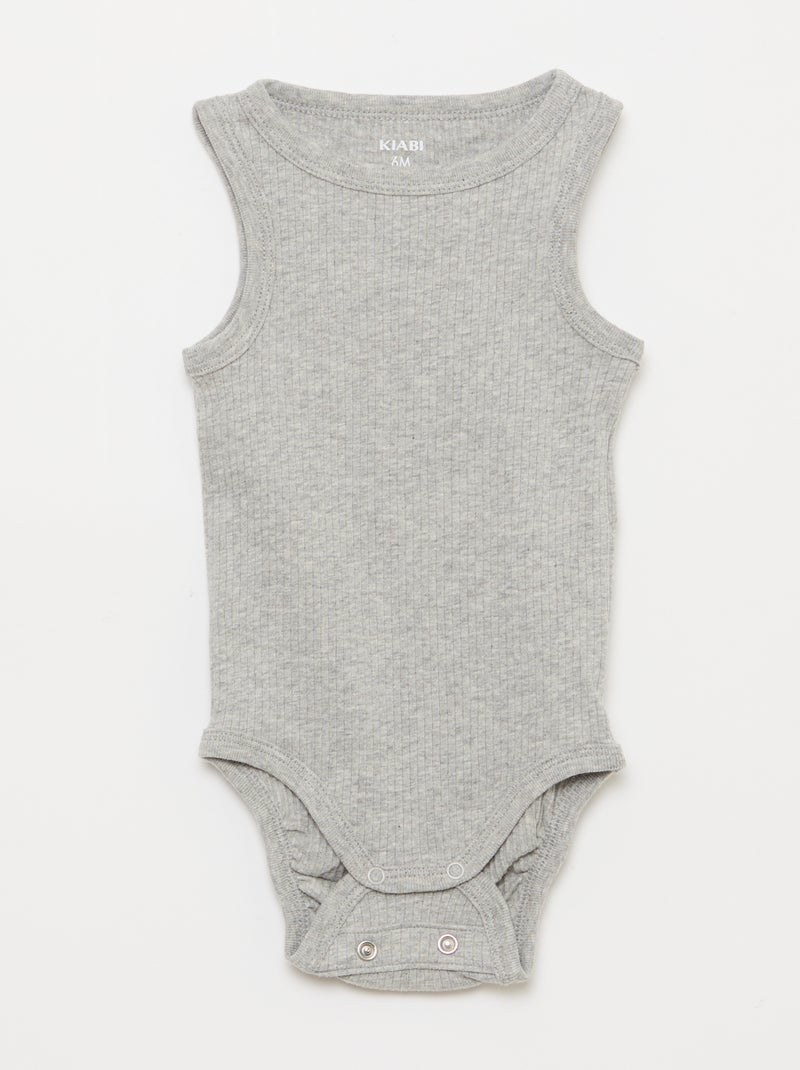 Setje met 3 effen meegroeirompertjes met schouderbandjes Blauw - Kiabi