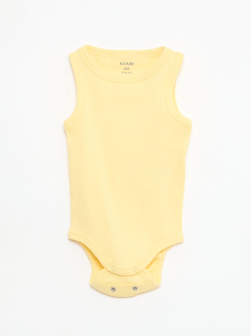 Setje met 3 effen meegroeirompertjes met schouderbandjes Geel - Kiabi