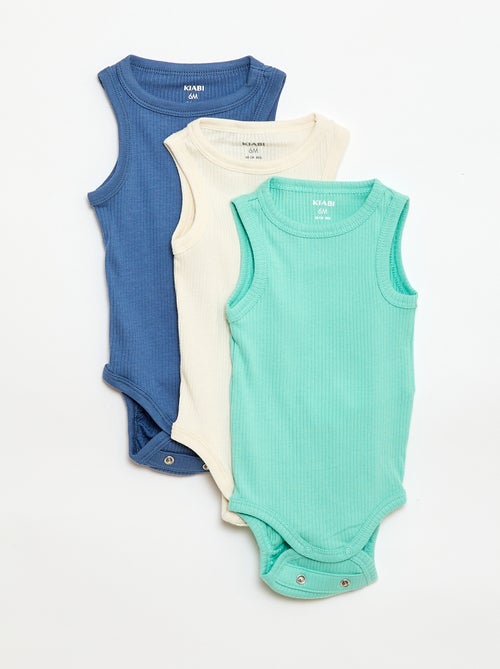 Setje met 3 effen meegroeirompertjes met schouderbandjes - Kiabi
