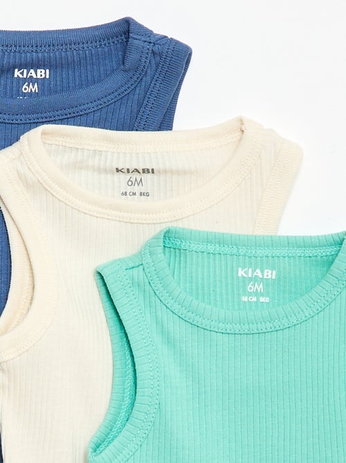 Setje met 3 effen meegroeirompertjes met schouderbandjes - Kiabi