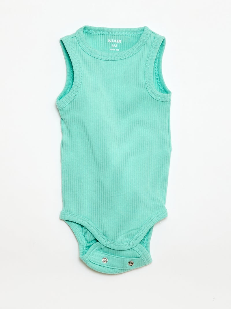 Setje met 3 effen meegroeirompertjes met schouderbandjes Groen - Kiabi