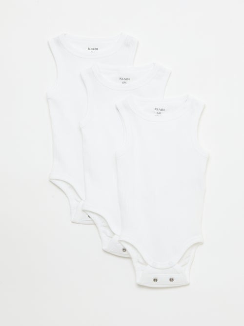Setje met 3 effen meegroeirompertjes met schouderbandjes - Kiabi