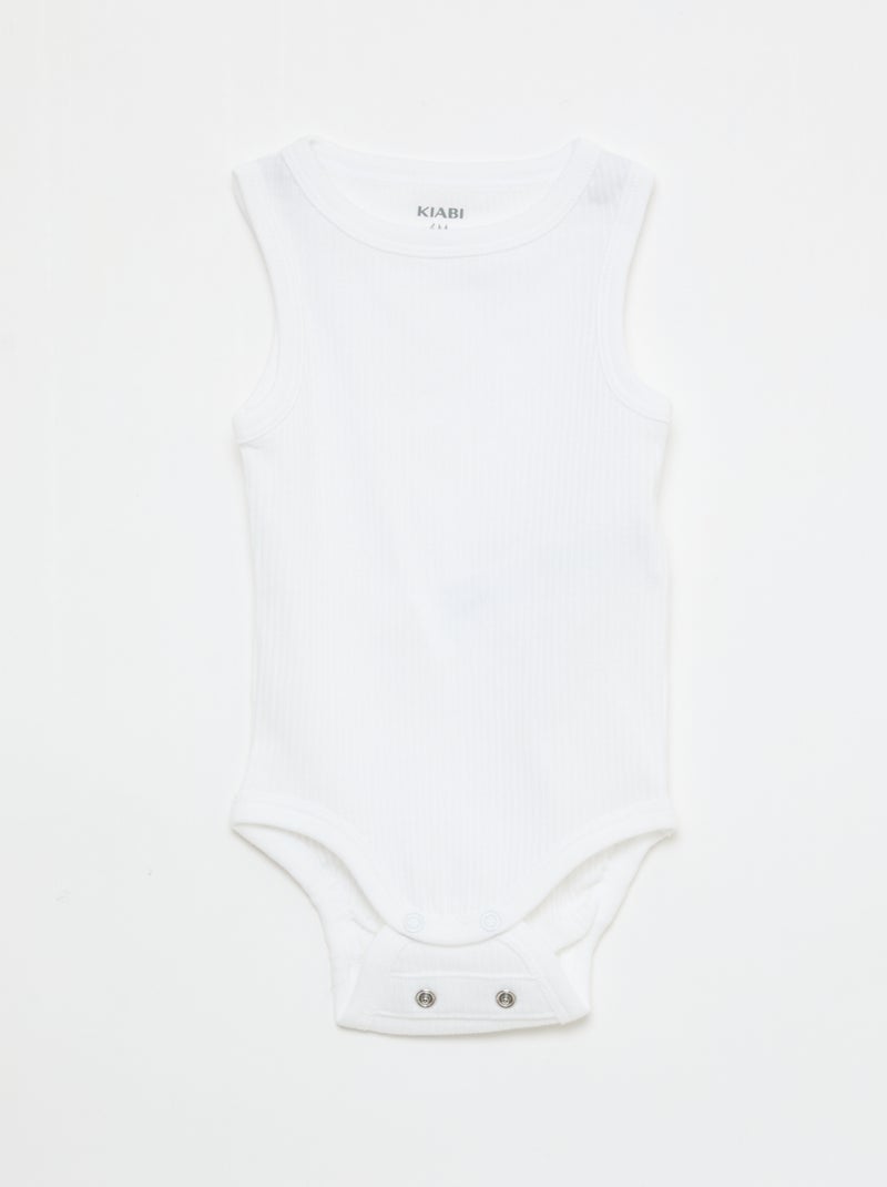 Setje met 3 effen meegroeirompertjes met schouderbandjes Wit - Kiabi