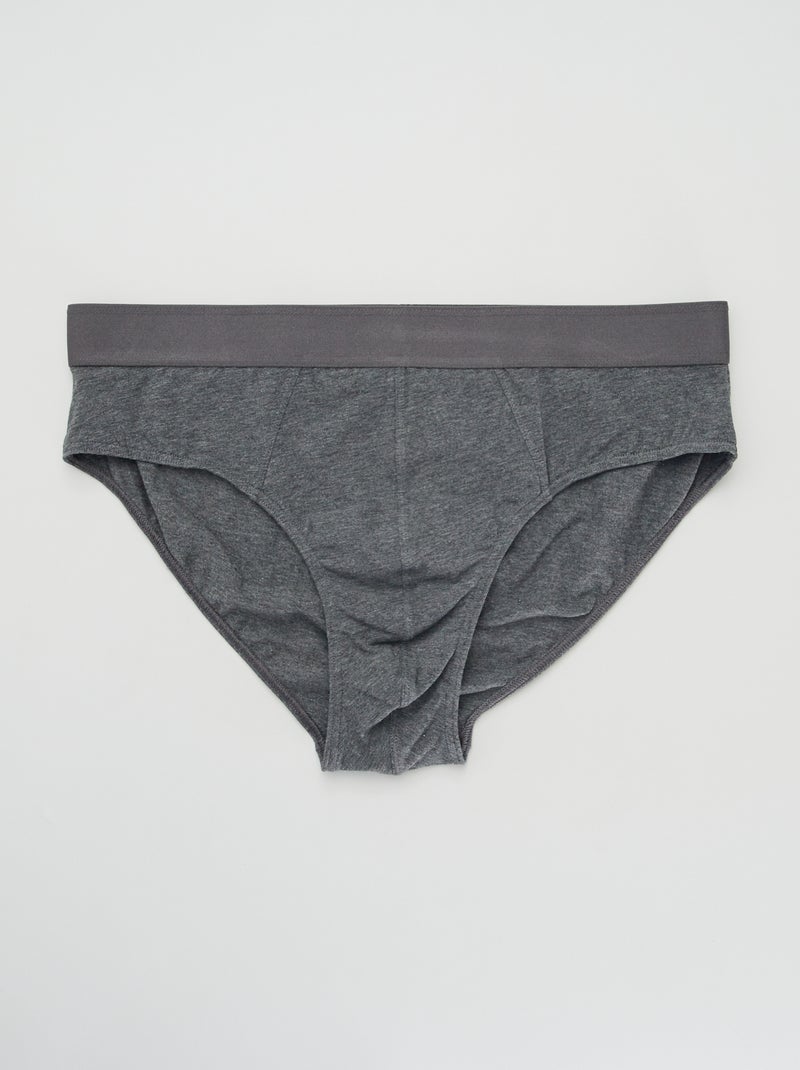 Setje met 3 effen slips GRIJS - Kiabi