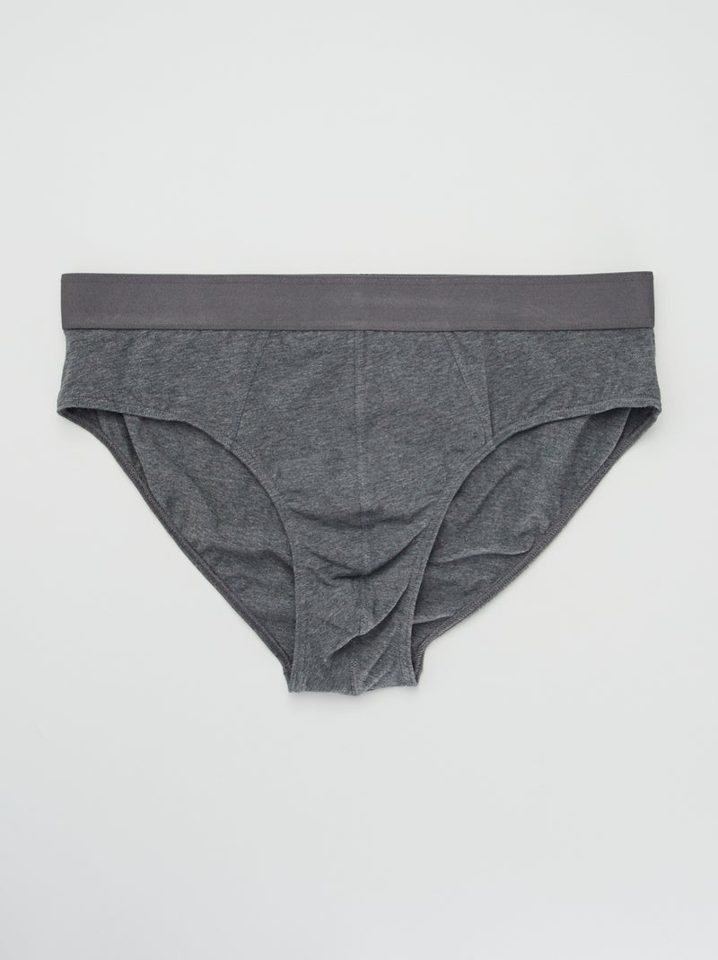 Setje met 3 effen slips GRIJS - Kiabi