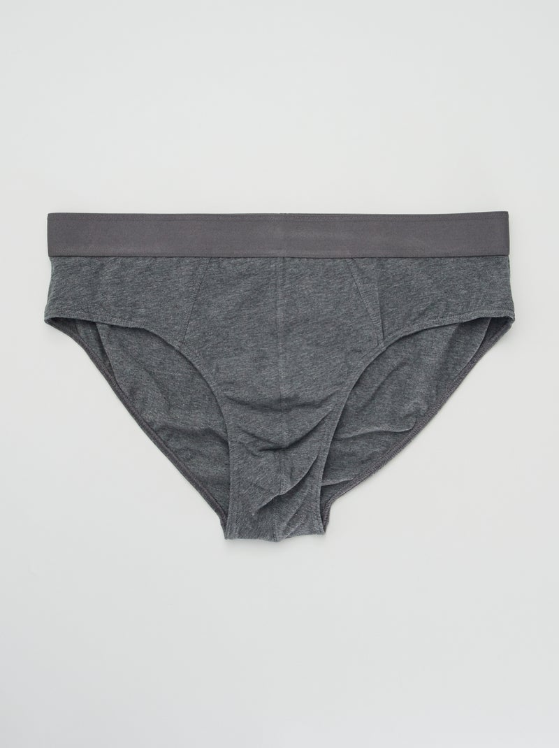 Setje met 3 effen slips GRIJS - Kiabi