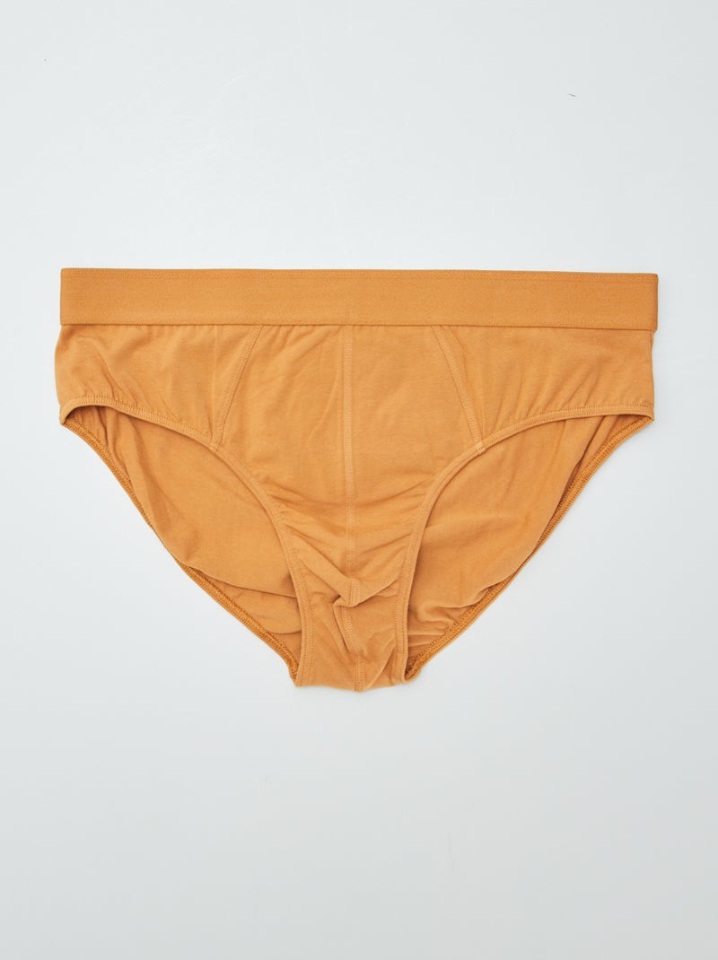 Setje met 3 effen slips KAKI - Kiabi