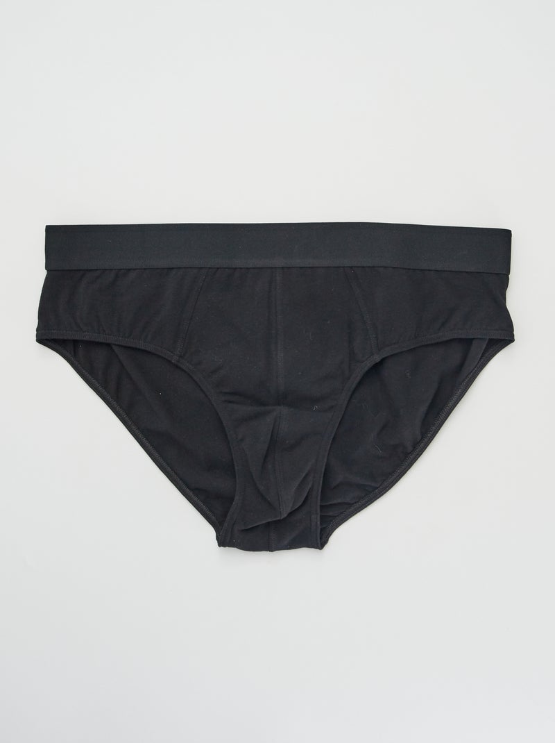 Setje met 3 effen slips ZWART - Kiabi