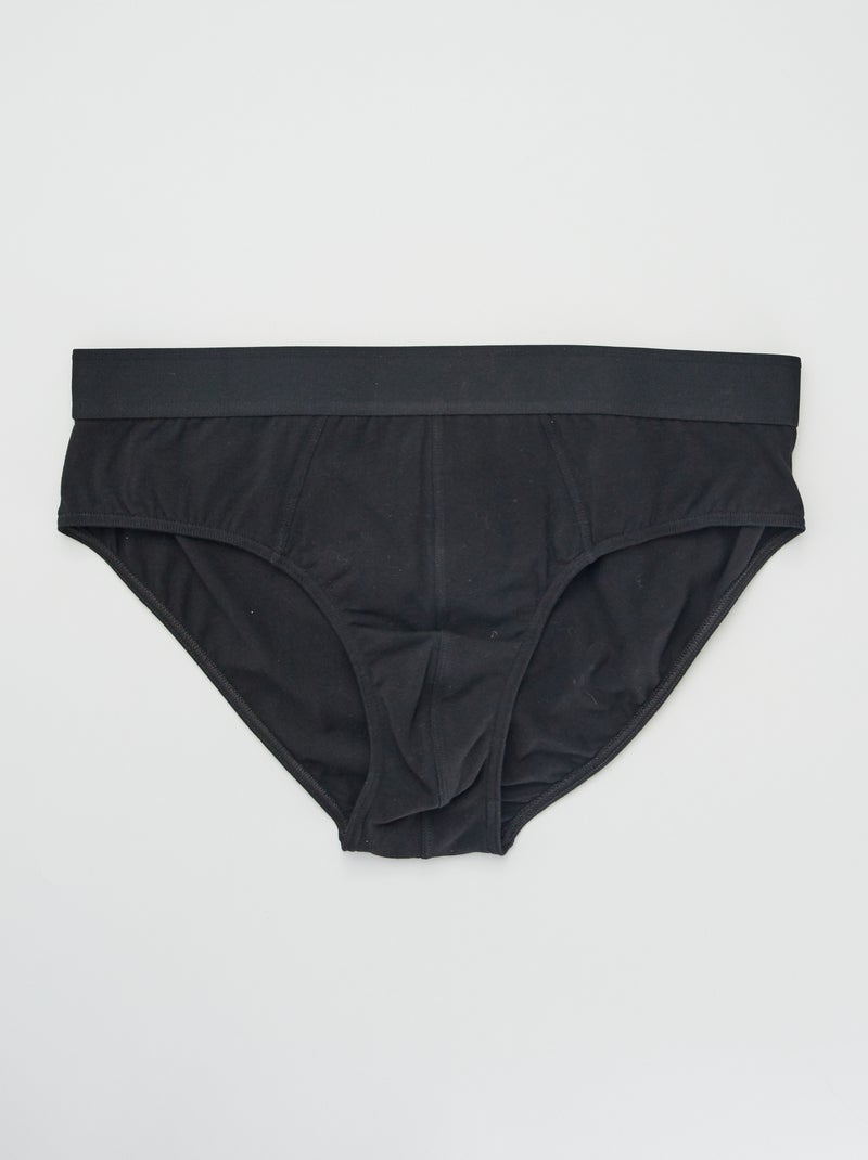 Setje met 3 effen slips ZWART - Kiabi