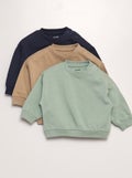 Setje met 3 effen sweaters BIEGE - Kiabi