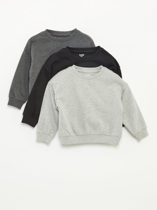 Setje met 3 effen sweaters van lichte joggingstof - 3-delig - Kiabi