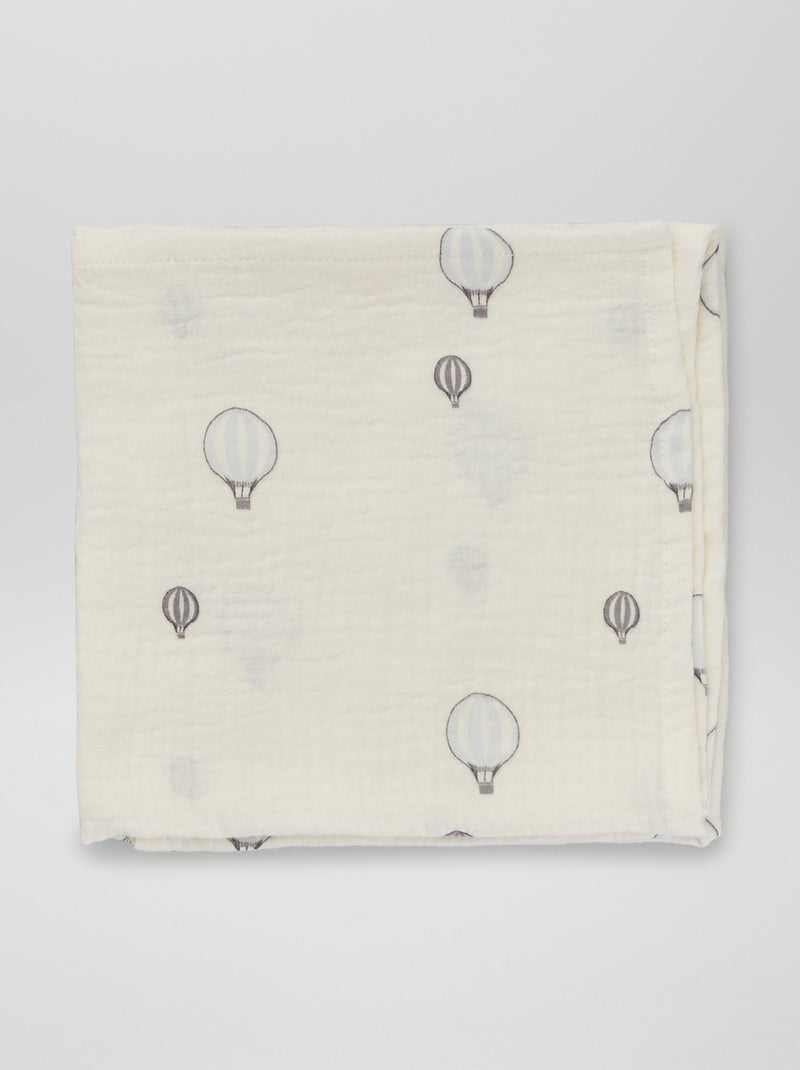 Setje met 3 hydrofiele doeken met prints BLAUW - Kiabi