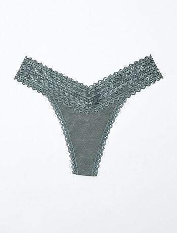 Setje met 3 katoenen strings met kant