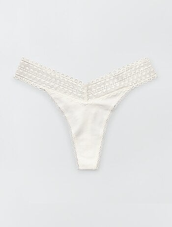 Setje met 3 katoenen strings met kant