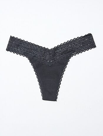 Setje met 3 katoenen strings met kant