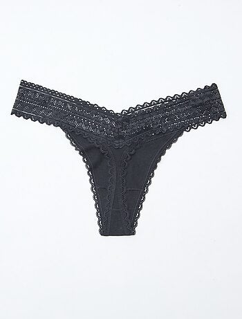 Setje met 3 katoenen strings met kant