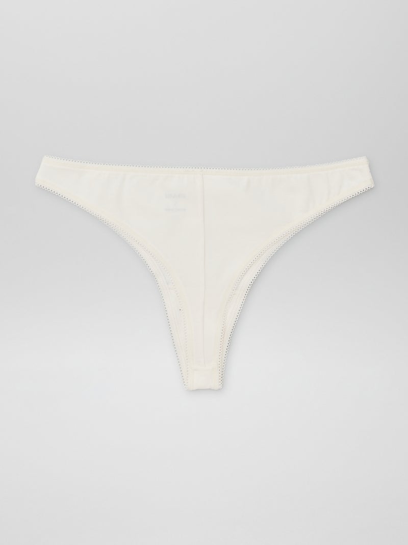 Setje met 3 katoenen tangaslips BIEGE - Kiabi