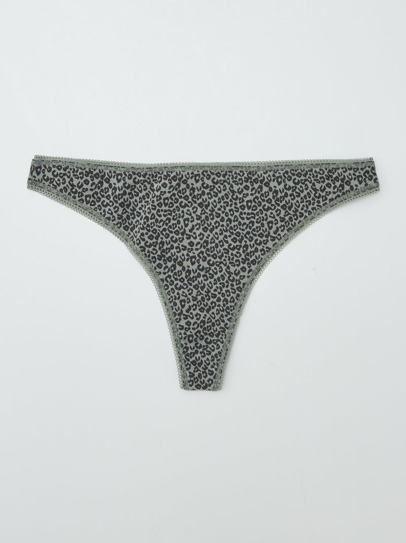 Setje met 3 katoenen tangaslips KAKI - Kiabi