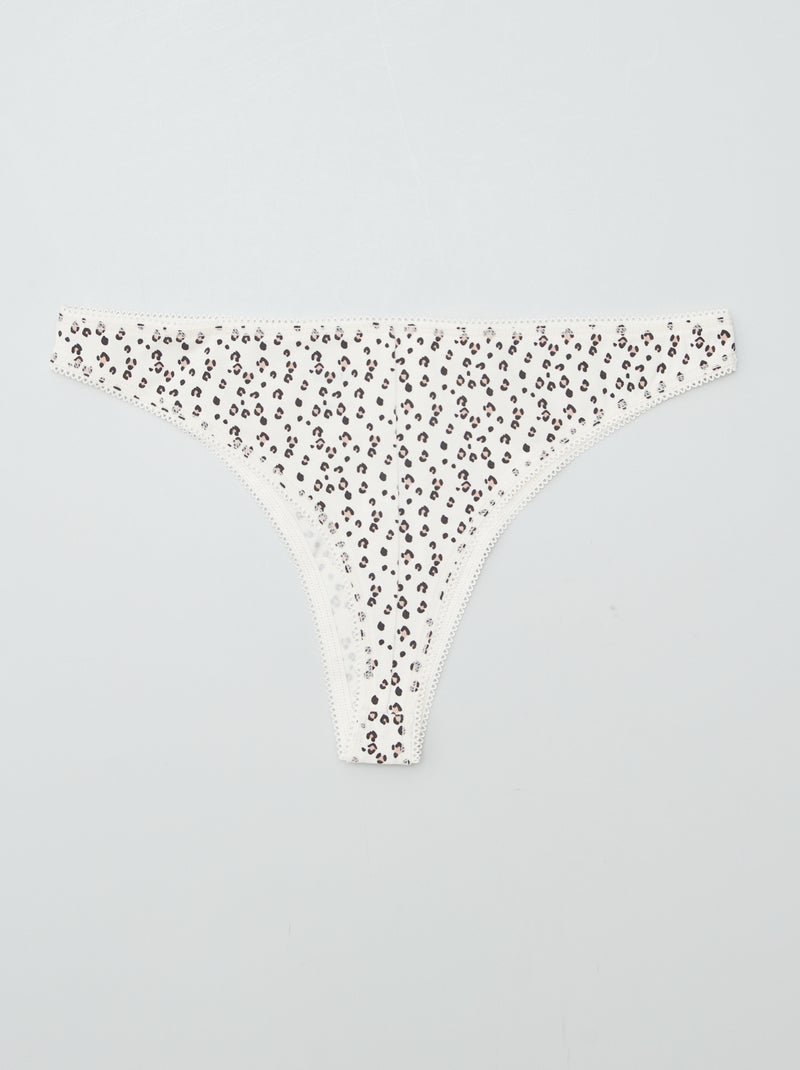 Setje met 3 katoenen tangaslips KAKI - Kiabi