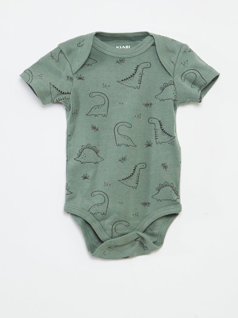 Setje met 3 katoenenbody's met print Groen - Kiabi