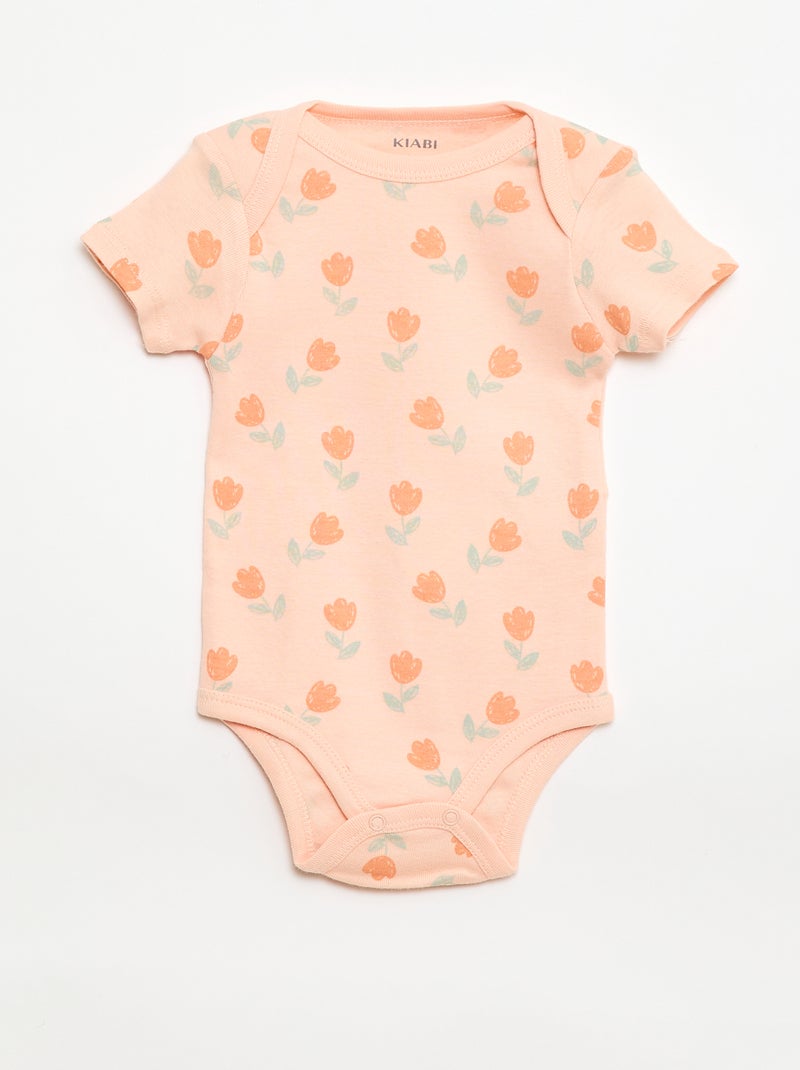 Setje met 3 katoenenbody's met print Oranje - Kiabi